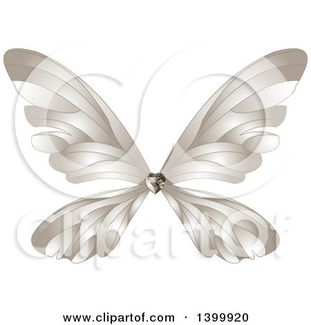 Clipart of a Fantasy Butterfly with a Diamond Gem Stone Heart - Royalty Free Vector Illustration by Pushkin