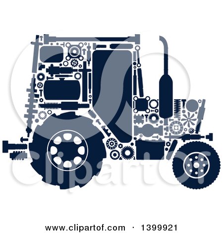Clipart of a Silhouetted Tractor with Visible Mechanical Parts - Royalty Free Vector Illustration by Vector Tradition SM