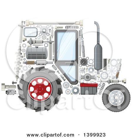 Clipart of a Tractor with Visible Mechanical Parts - Royalty Free Vector Illustration by Vector Tradition SM