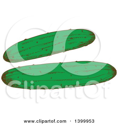 Clipart of Sketched Cucumbers - Royalty Free Vector Illustration by Vector Tradition SM