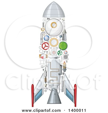 Clipart of a Rocket with Visible Mechanical Parts - Royalty Free Vector Illustration by Vector Tradition SM