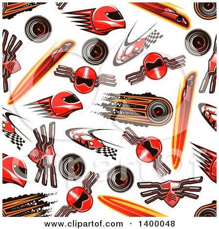 Clipart of a Seamless Background Pattern of Car Raicing Items - Royalty Free Vector Illustration by Vector Tradition SM