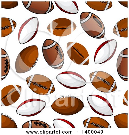 Clipart of a Seamless Background Pattern of Rugby and American Footballs - Royalty Free Vector Illustration by Vector Tradition SM