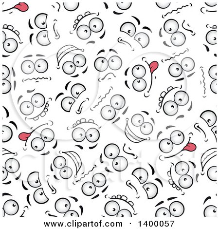 Clipart of a Seamless Background Pattern of Happy and Sad Faces - Royalty Free Vector Illustration by Vector Tradition SM