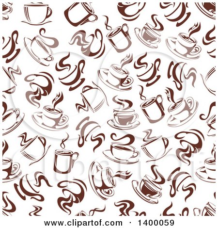 Clipart of a Seamless Background Pattern of Coffee - Royalty Free Vector Illustration by Vector Tradition SM