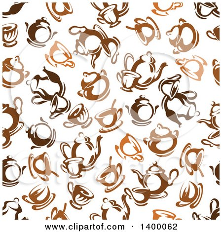 Clipart of a Seamless Background Pattern of Coffee and Tea - Royalty Free Vector Illustration by Vector Tradition SM