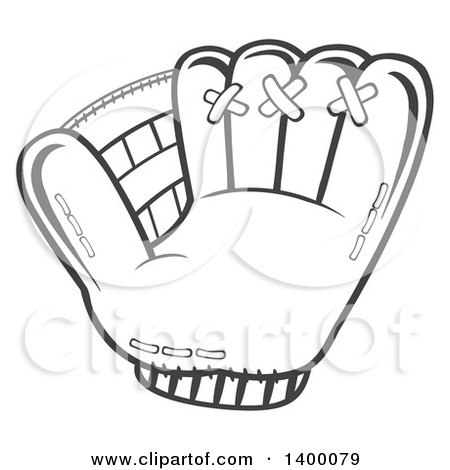Clipart of a Grayscale Baseball Glove - Royalty Free Vector
