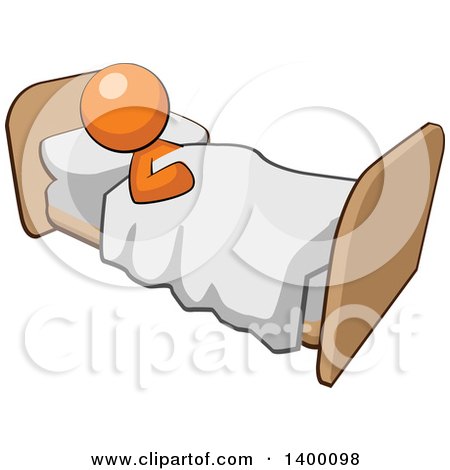 Clipart of a Cartoon Orange Man Sleeping in a Bed - Royalty Free Vector Illustration by Leo Blanchette
