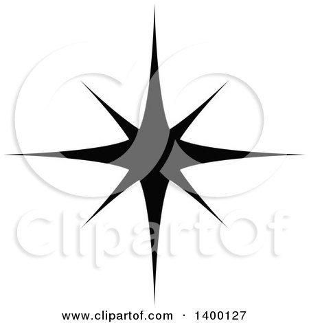 Clipart of a Black and White Twinkling Star - Royalty Free Vector Illustration by dero