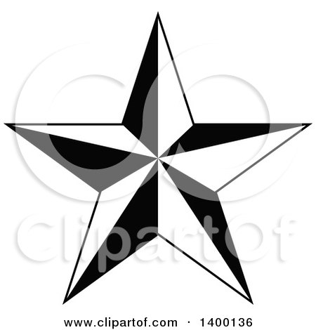 Clipart of a Black and White Star - Royalty Free Vector Illustration by dero