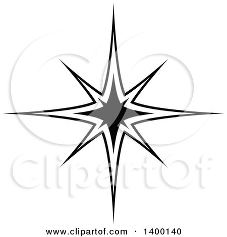 Clipart of a Black and White Twinkling Star - Royalty Free Vector Illustration by dero