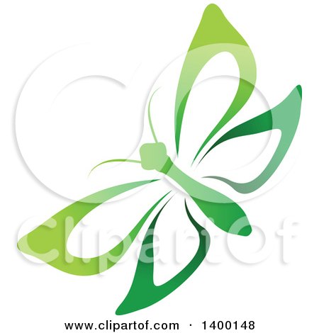 Clipart of a Gradient Green Butterfly - Royalty Free Vector Illustration by dero