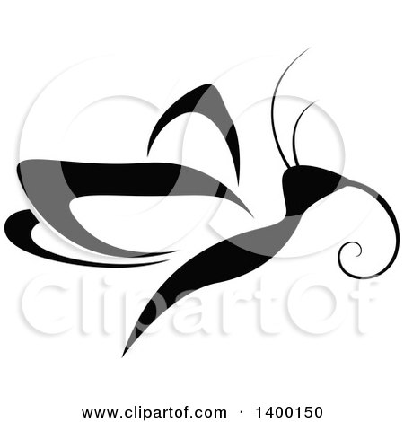 Clipart of a Black and White Butterfly - Royalty Free Vector Illustration by dero