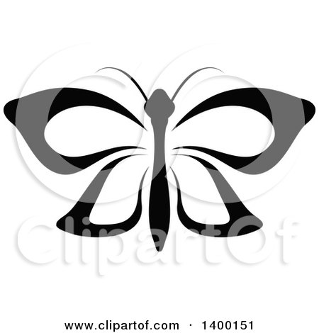 Clipart of a Black and White Butterfly - Royalty Free Vector Illustration by dero