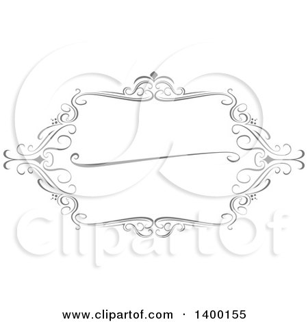 Clipart of a Grayscale Calligraphic Frame Design Element - Royalty Free Vector Illustration by dero