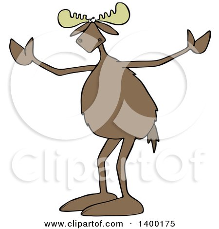 Cartoon Clipart of a Moose Shrugging, Why Me - Royalty Free Vector Illustration by djart