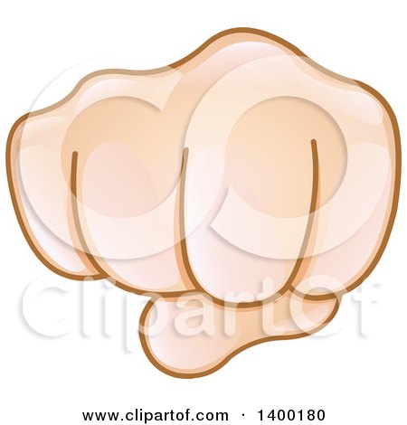 Clipart of a Caucasian Smiley Emoji Hand in a Fist - Royalty Free Vector Illustration by yayayoyo