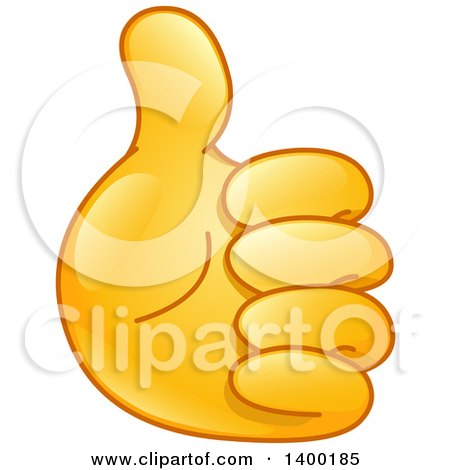 Clipart of a Gold Smiley Emoji Hand Holding a Thumb up - Royalty Free Vector Illustration by yayayoyo
