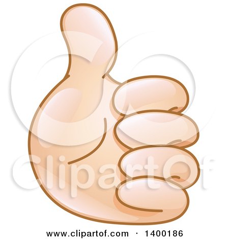 Clipart of a Caucasian Smiley Emoji Hand Holding a Thumb up - Royalty Free Vector Illustration by yayayoyo