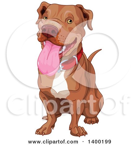 Clipart of a Cute Happy Pit Bull Dog Sitting and Panting - Royalty Free Vector Illustration by Pushkin