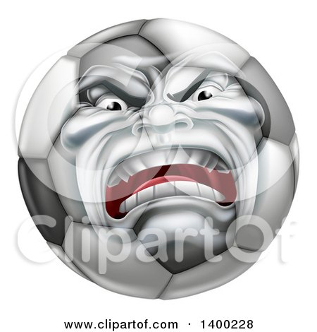 Clipart of a Furious Soccer Ball Character Mascot - Royalty Free Vector Illustration by AtStockIllustration