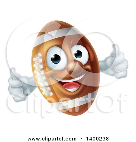 Clipart of a Happy American Football Character Mascot Giving Two Thumbs up - Royalty Free Vector Illustration by AtStockIllustration