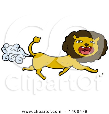Clipart of a Cartoon Farting Male Lion - Royalty Free Vector Illustration by lineartestpilot