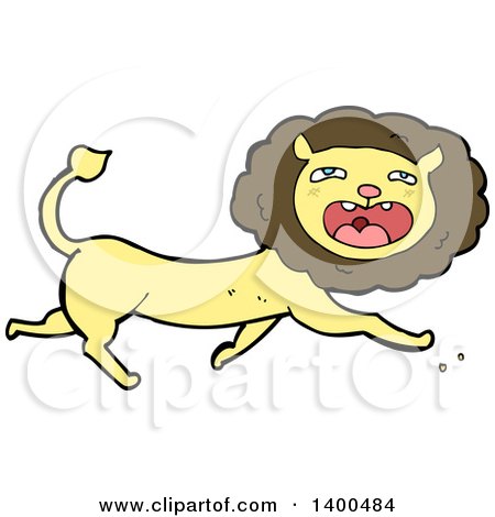 Clipart of a Cartoon Brown and Yellow Male Lion - Royalty Free Vector Illustration by lineartestpilot