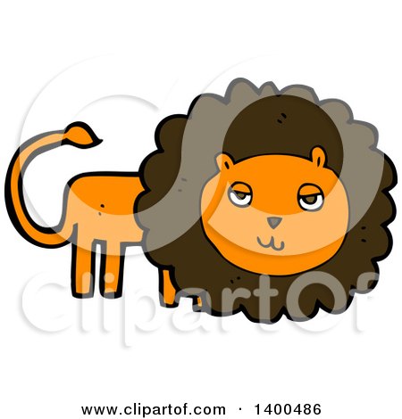 Clipart of a Cartoon Brown and Orange Male Lion - Royalty Free Vector Illustration by lineartestpilot
