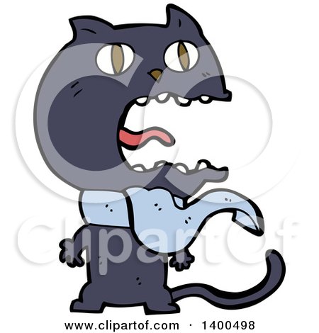 Clipart of a Cartoon Black Kitty Cat Wearing a Scarf - Royalty Free Vector Illustration by lineartestpilot