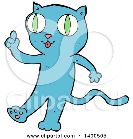 Clipart of a Cartoon Blue Kitty Cat - Royalty Free Vector Illustration by lineartestpilot
