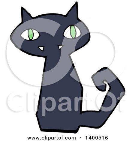 Clipart of a Cartoon Black Kitty Cat - Royalty Free Vector Illustration by lineartestpilot