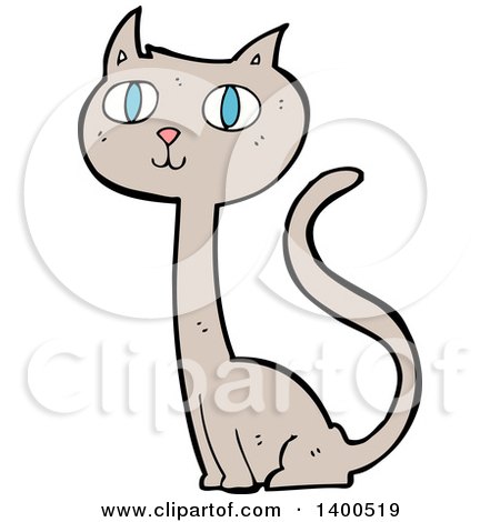 Clipart of a Cartoon Kitty Cat - Royalty Free Vector Illustration by lineartestpilot