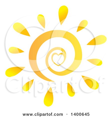 Clipart of a Spiral and Heart Summer Sun - Royalty Free Vector Illustration by Hit Toon