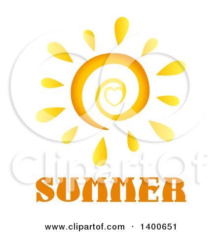 Clipart of a Spiral and Heart Sun over Summer Text - Royalty Free Vector Illustration by Hit Toon