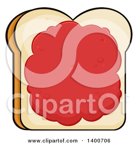 Clipart of a Piece of White Sliced Bread with Jam - Royalty Free Vector Illustration by Hit Toon