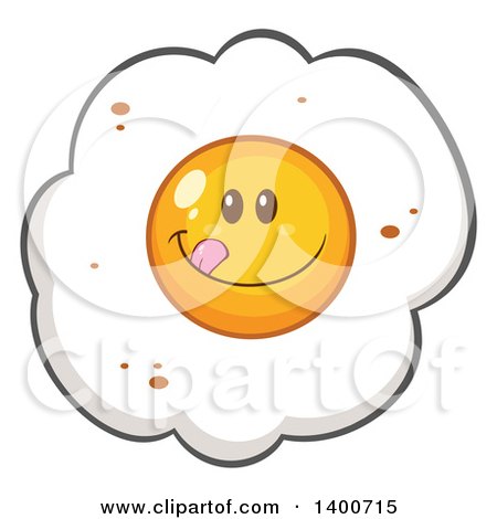 Clipart of a Fried Egg Character Licking His Lips - Royalty Free Vector Illustration by Hit Toon