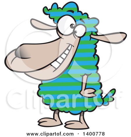 Clipart of a Cartoon Sheep with Striped Wool - Royalty Free Vector Illustration by toonaday