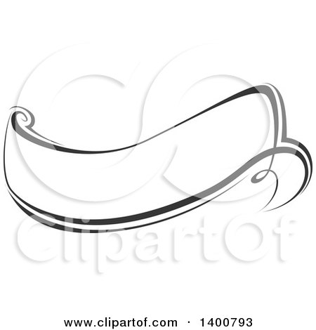 Clipart of a Black and White Calligraphic Ribbon Banner Design Element - Royalty Free Vector Illustration by dero