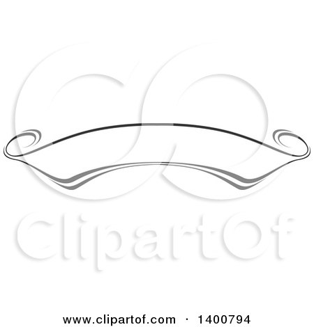 Clipart of a Black and White Calligraphic Ribbon Banner Design Element - Royalty Free Vector Illustration by dero