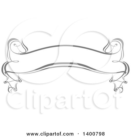 Clipart of a Grayscale Calligraphic Ribbon Banner Design Element - Royalty Free Vector Illustration by dero