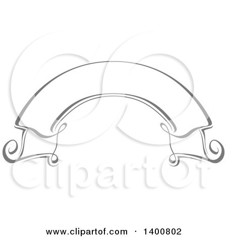 Clipart of a Grayscale Calligraphic Ribbon Banner Design Element - Royalty Free Vector Illustration by dero