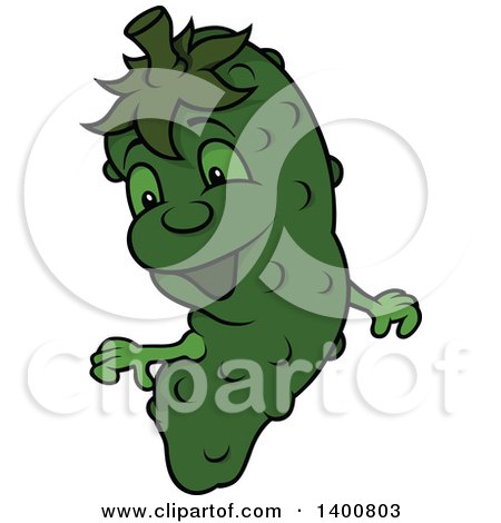 Clipart of a Cartoon Cucumber Character Mascot - Royalty Free Vector Illustration by dero