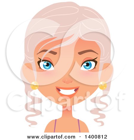 Clipart of a Blue Eyed Fairy Woman Smiling - Royalty Free Vector Illustration by Melisende Vector