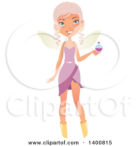 Clipart of a Blue Eyed Fairy Woman Holding a Potion - Royalty Free Vector Illustration by Melisende Vector