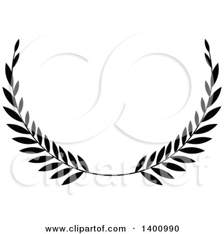 Clipart of a Black and White Leafy Wreath Design Element - Royalty Free Vector Illustration by dero