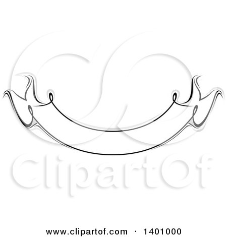 Clipart of a Blank Grayscale Ribbon Banner Design Element - Royalty Free Vector Illustration by dero