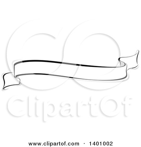 Clipart of a Blank Grayscale Ribbon Banner Design Element - Royalty Free Vector Illustration by dero