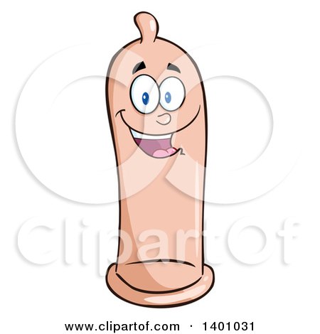 Clipart of a Cartoon Happy Condom Mascot Character - Royalty Free Vector Illustration by Hit Toon