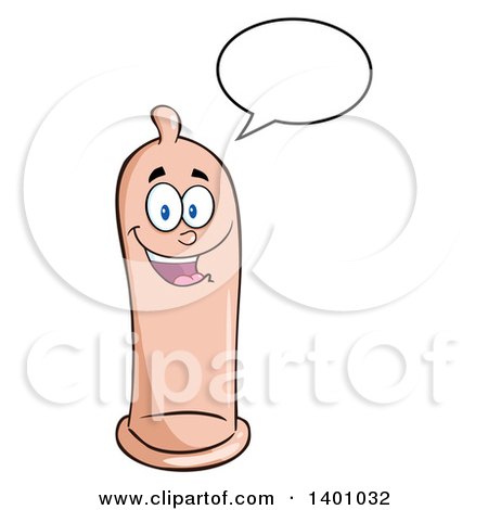 Clipart of a Cartoon Happy Condom Mascot Character Talking - Royalty Free Vector Illustration by Hit Toon